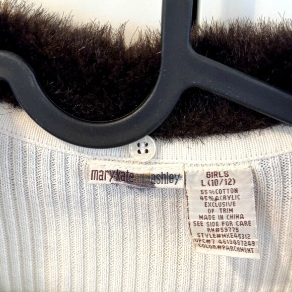 Y2K 90s Fashion Mary Kate and Ashley Girls Sweater Faux Fur Collar and Cuffs - Picture 3 of 6